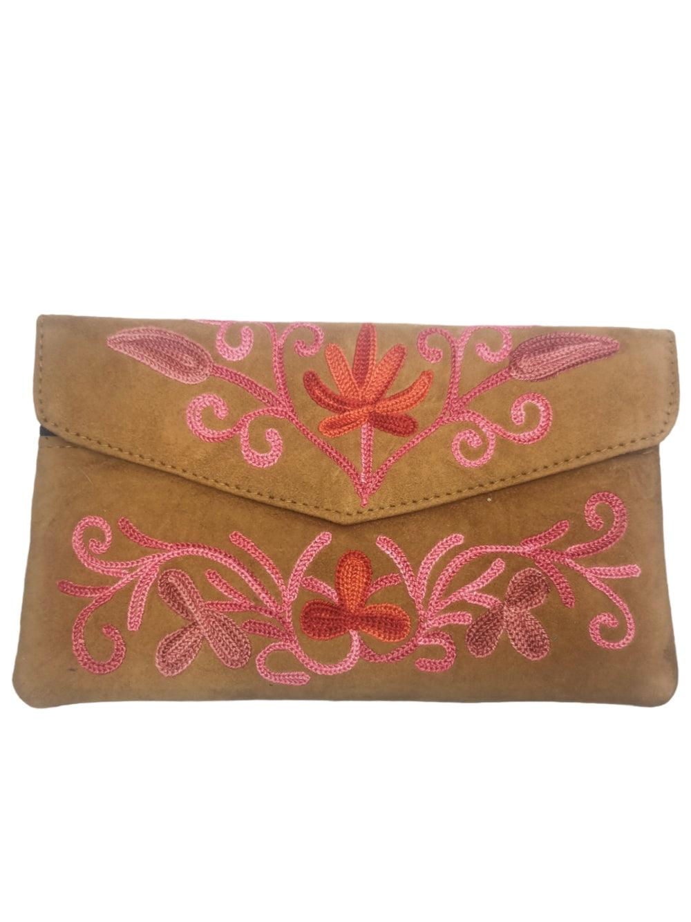 Suede Leather Flap Purse | Kashmiri Flap Purse | 8" Zip Purse