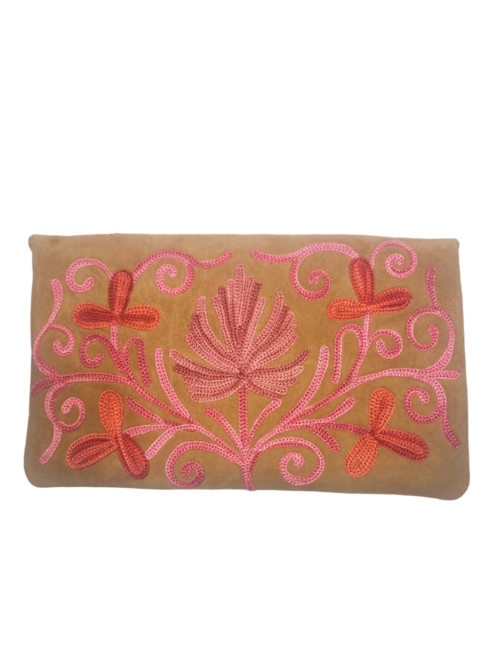 Suede Leather Flap Purse | Kashmiri Flap Purse | 8" Zip Purse