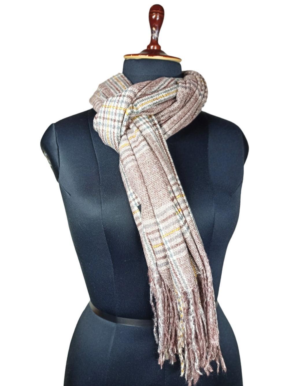 Cashmere Woolen Stole | Check Design | Reversible Stole - ZANSKAR ARTS