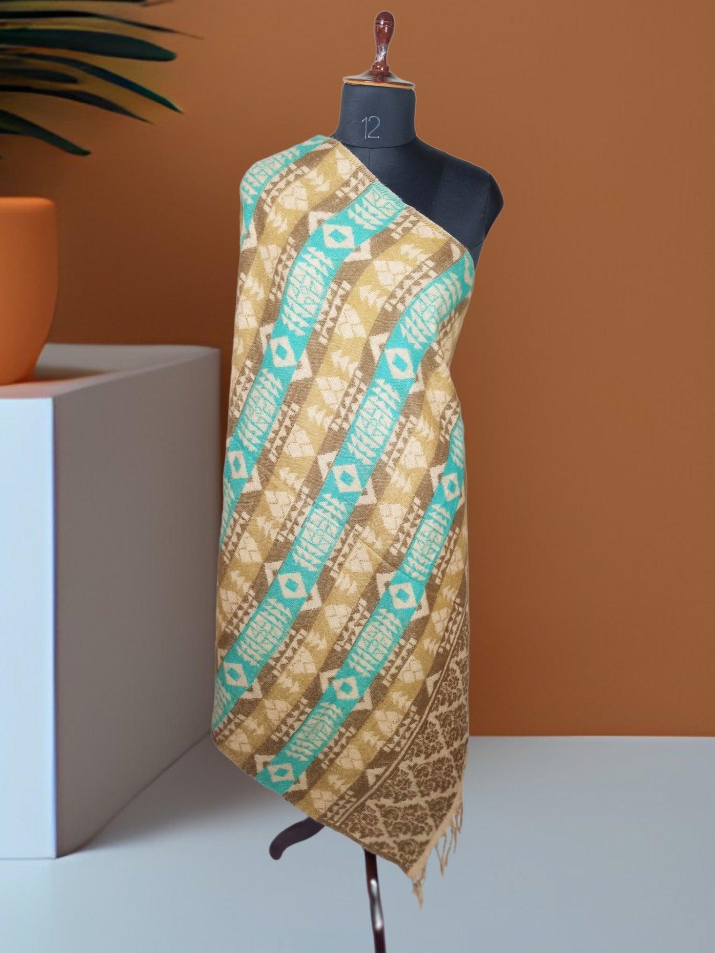 Tibet Yak Wool Shawl | Blanket Size | Multicolour - ZANSKAR ARTS