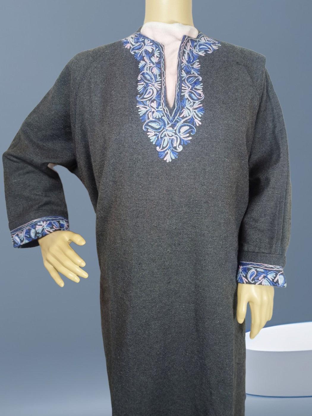 Women Yak Wool Faran | XL Grey | V Neck - ZANSKAR ARTS