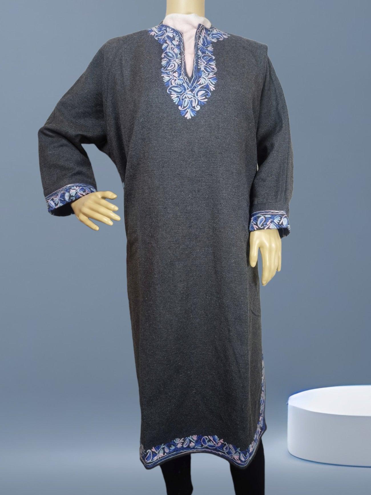 Women Yak Wool Faran | XL Grey | V Neck - ZANSKAR ARTS