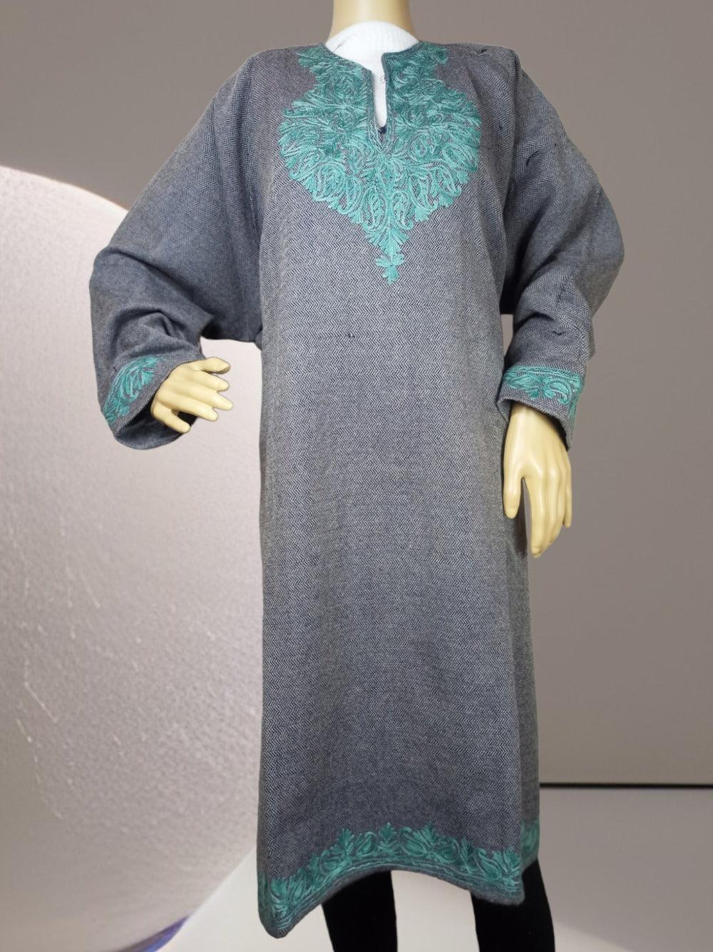 Women Yak Wool Faran | XXL Grey | V Neck - ZANSKAR ARTS