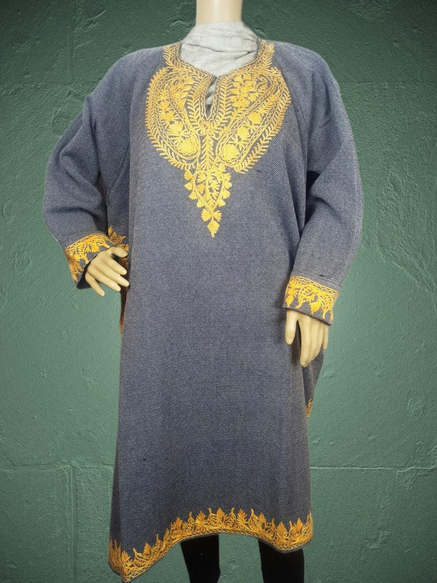 Women Yak Wool Faran | XXL Light Grey | V Neck - ZANSKAR ARTS