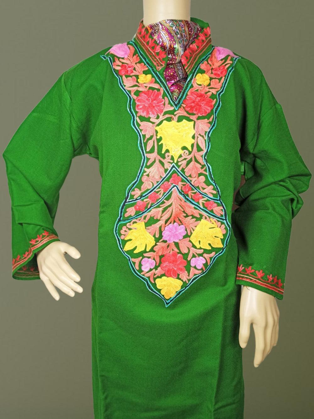 Woollen Long Kurties | Coller V-Neck | XXL - ZANSKAR ARTS
