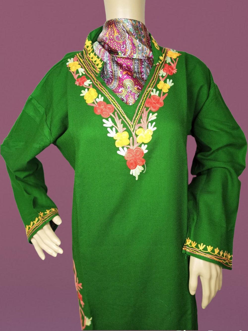 Woollen Long Kurties | Coller V-Neck | XXL - ZANSKAR ARTS
