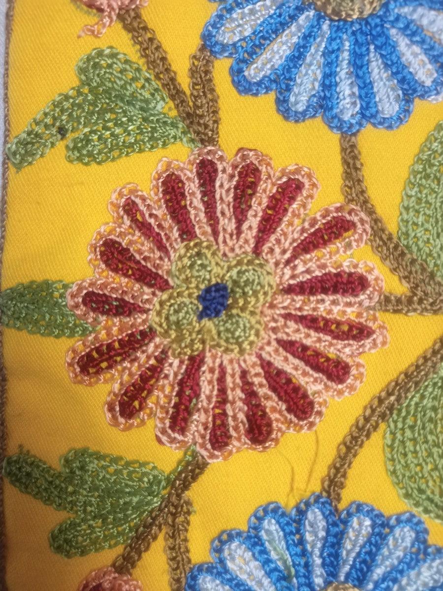Aari work clutch | Hand Clutch | Cotton Silk Pouch - ZANSKAR ARTS