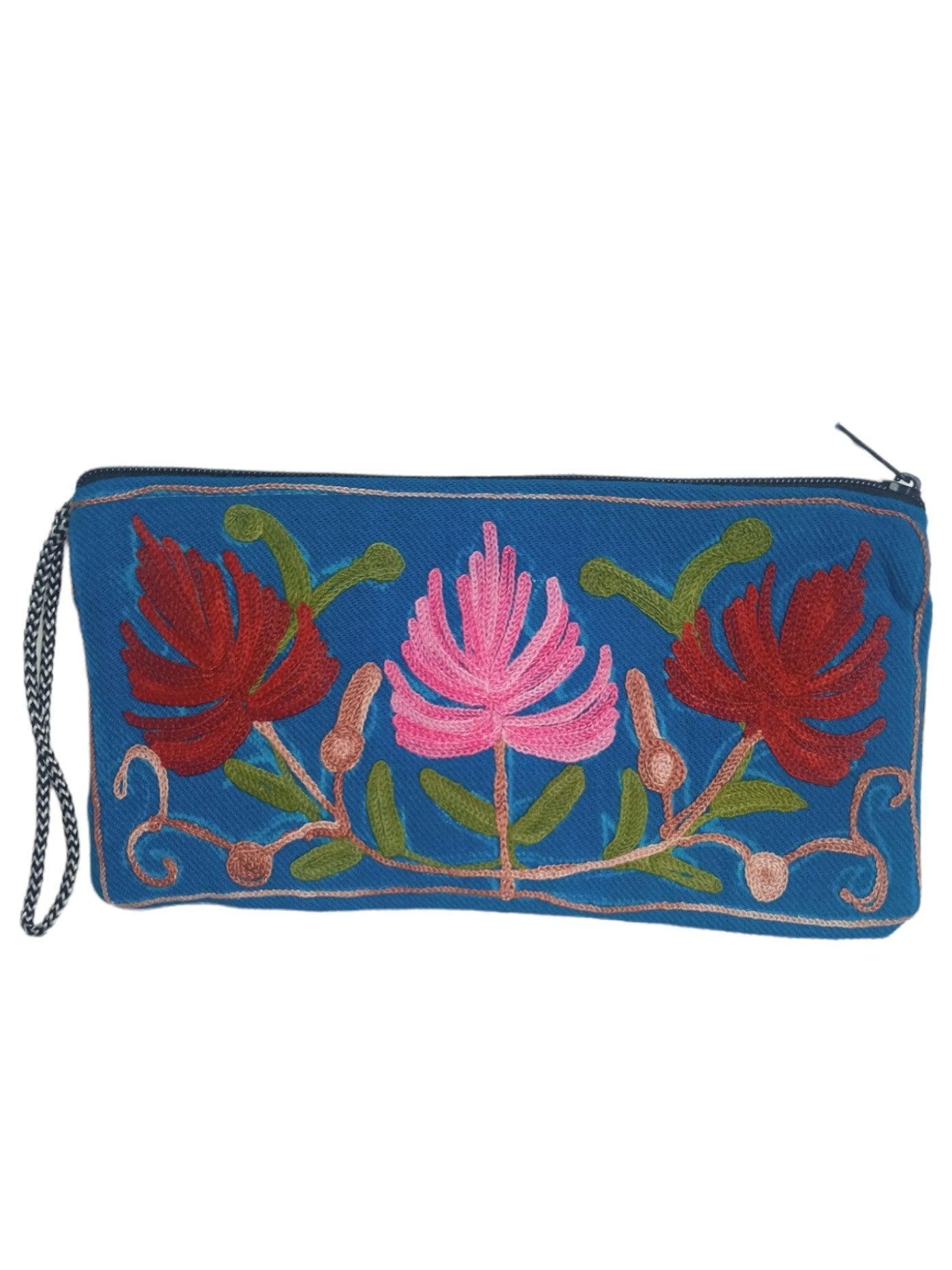 Aari work clutch | Hand Clutch | Cotton Silk Pouch - ZANSKAR ARTS