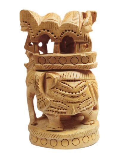 Ambari Elephant | Wooden Elephant | Hand Carved - ZANSKAR ARTS