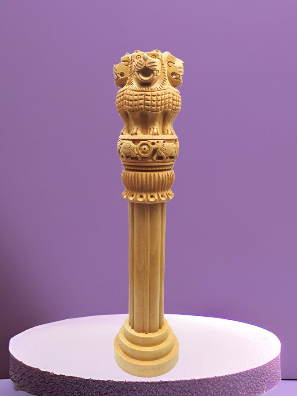 Ashoka Chakra | Wood Ashoka Pillar | Ashoka Stambh - ZANSKAR ARTS