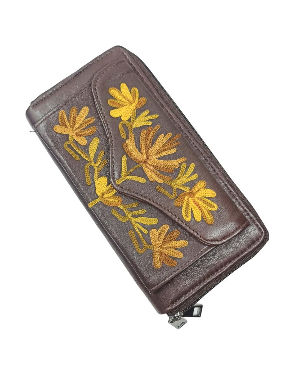 Double Zip Clutch Leather | Aari Hand Clutch | Women Clutch Leather - ZANSKAR ARTS