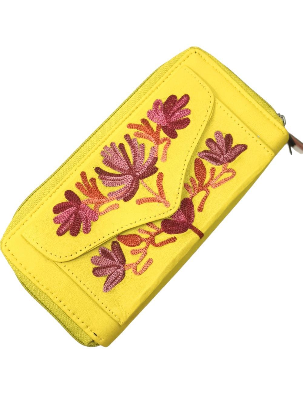 Double Zip Clutch Leather | Aari Hand Clutch | Women Clutch Leather - ZANSKAR ARTS