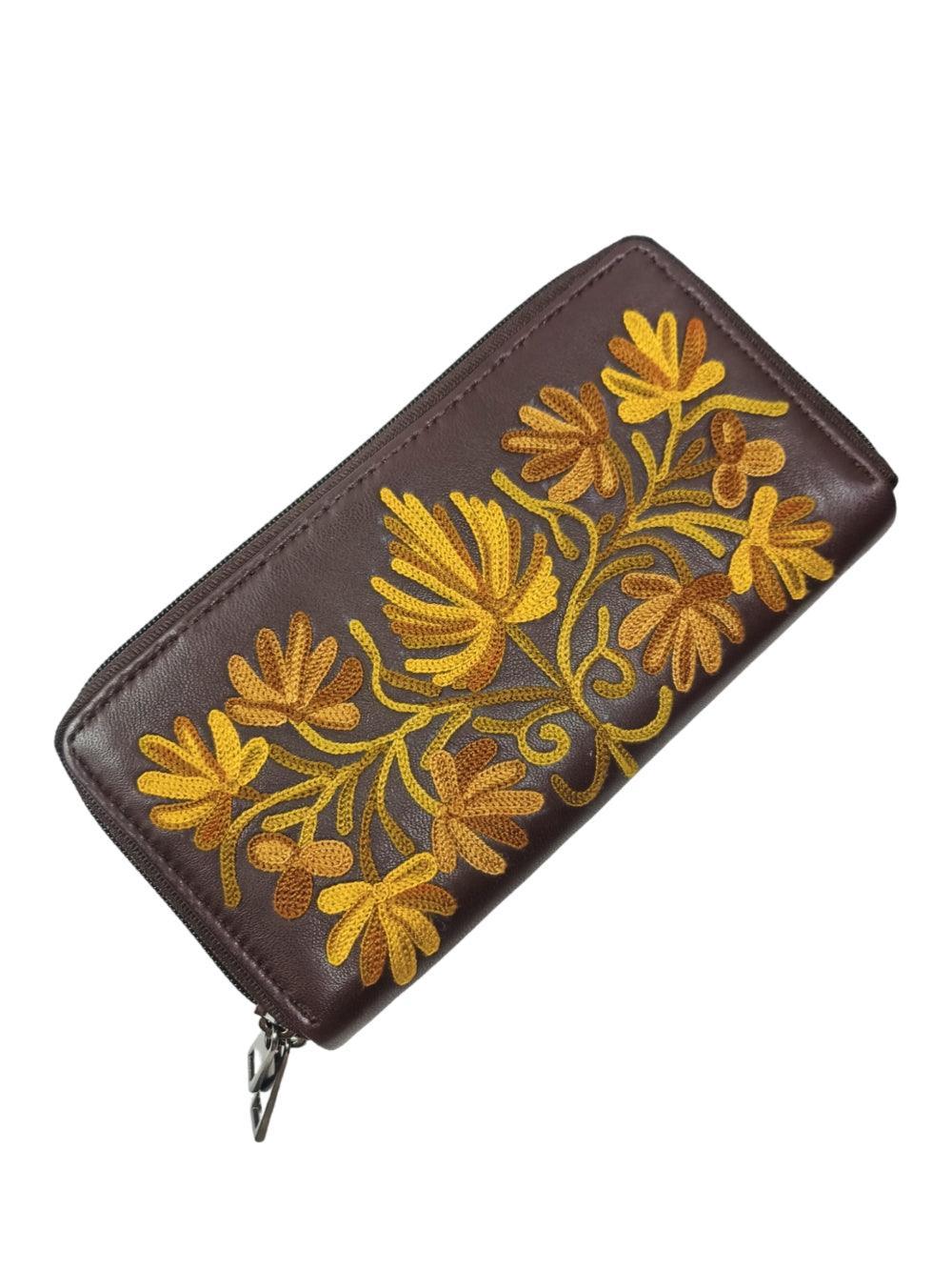 Double Zip Clutch Leather | Aari Hand Clutch | Women Clutch Leather - ZANSKAR ARTS