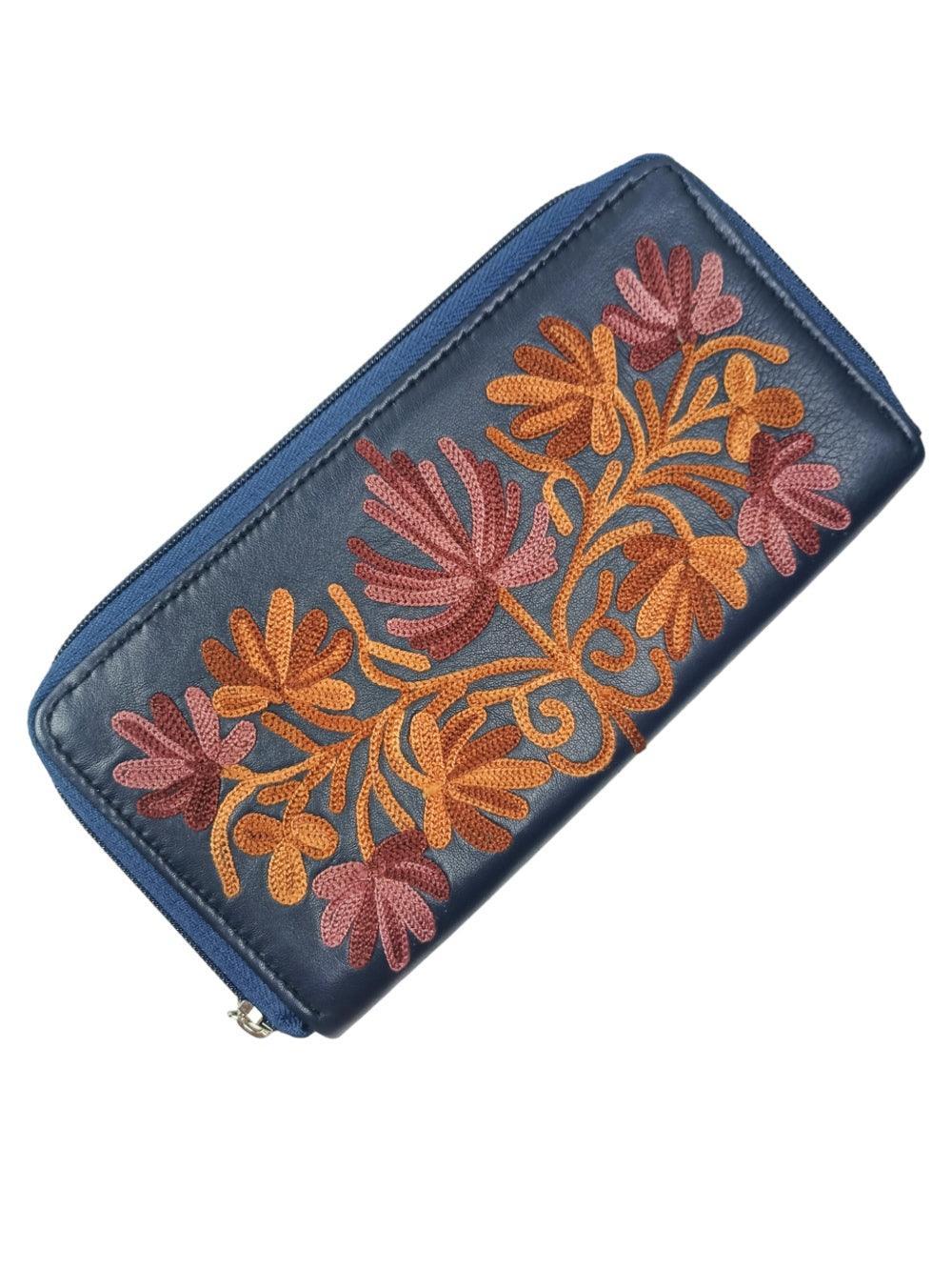 Double Zip Clutch Leather | Aari Hand Clutch | Women Clutch Leather - ZANSKAR ARTS
