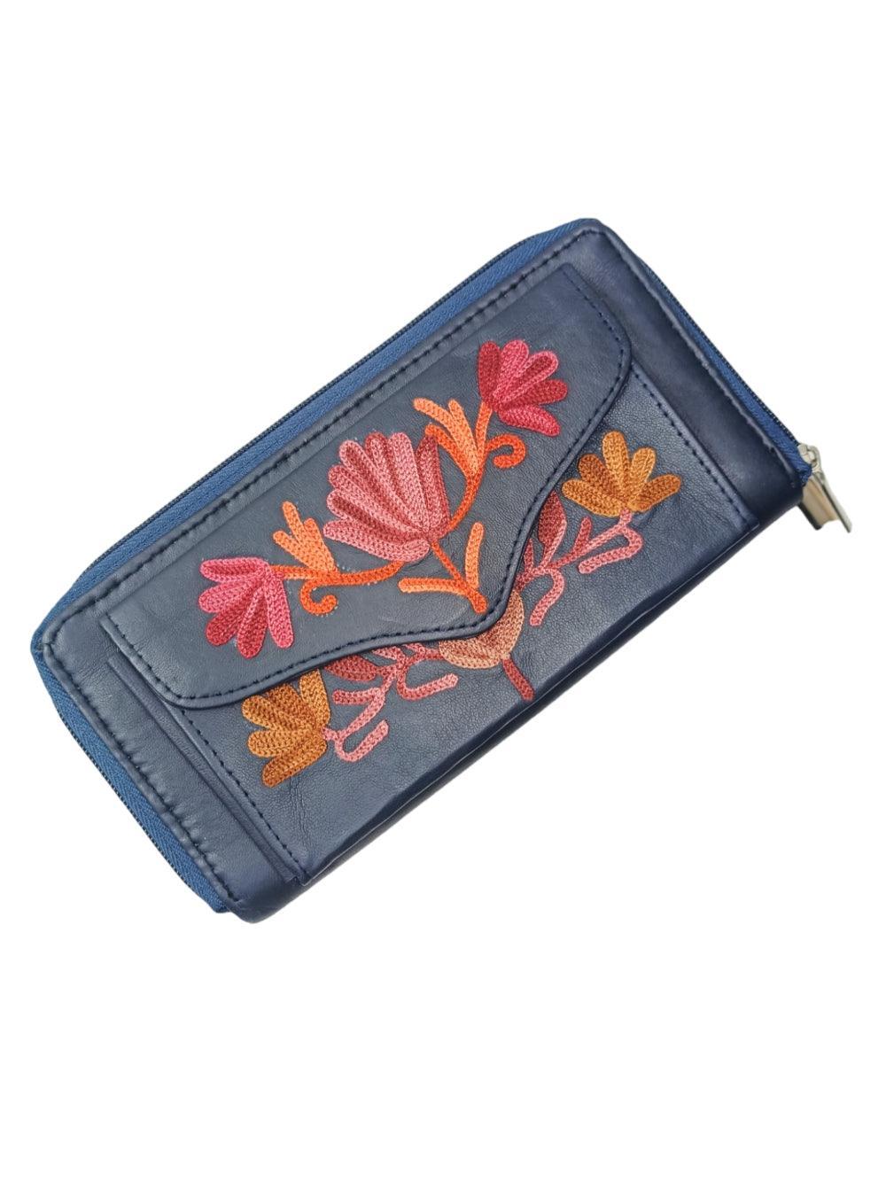 Double Zip Clutch Leather | Aari Hand Clutch | Women Clutch Leather - ZANSKAR ARTS