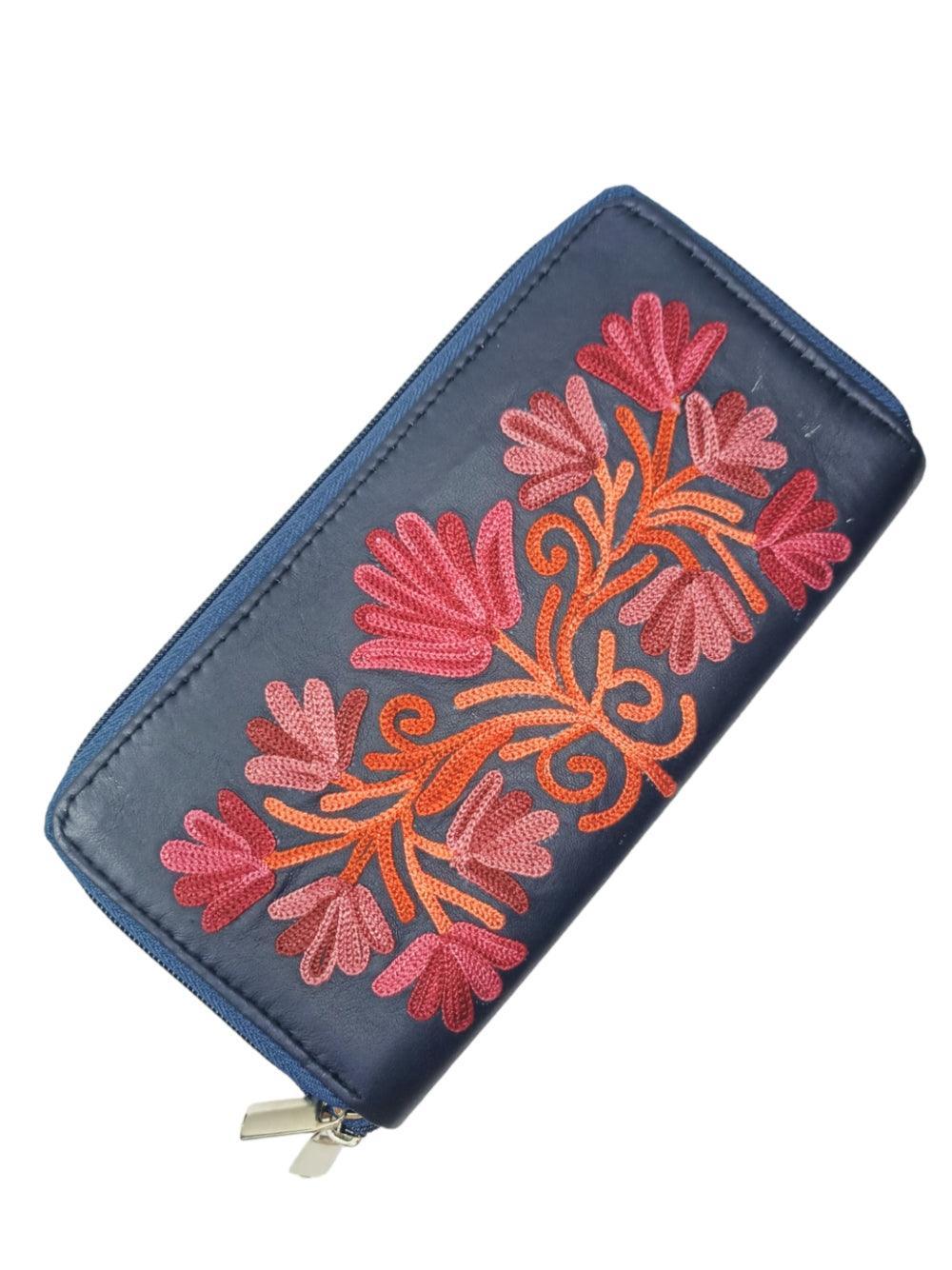 Double Zip Clutch Leather | Aari Hand Clutch | Women Clutch Leather - ZANSKAR ARTS