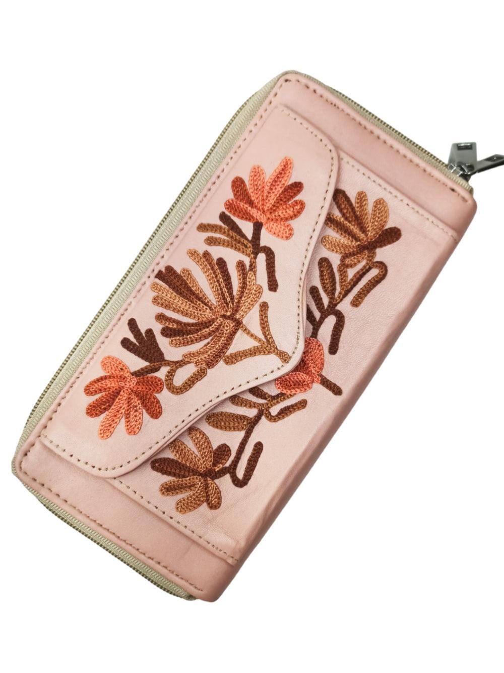 Double Zip Clutch Leather | Aari Hand Clutch | Women Clutch Leather - ZANSKAR ARTS