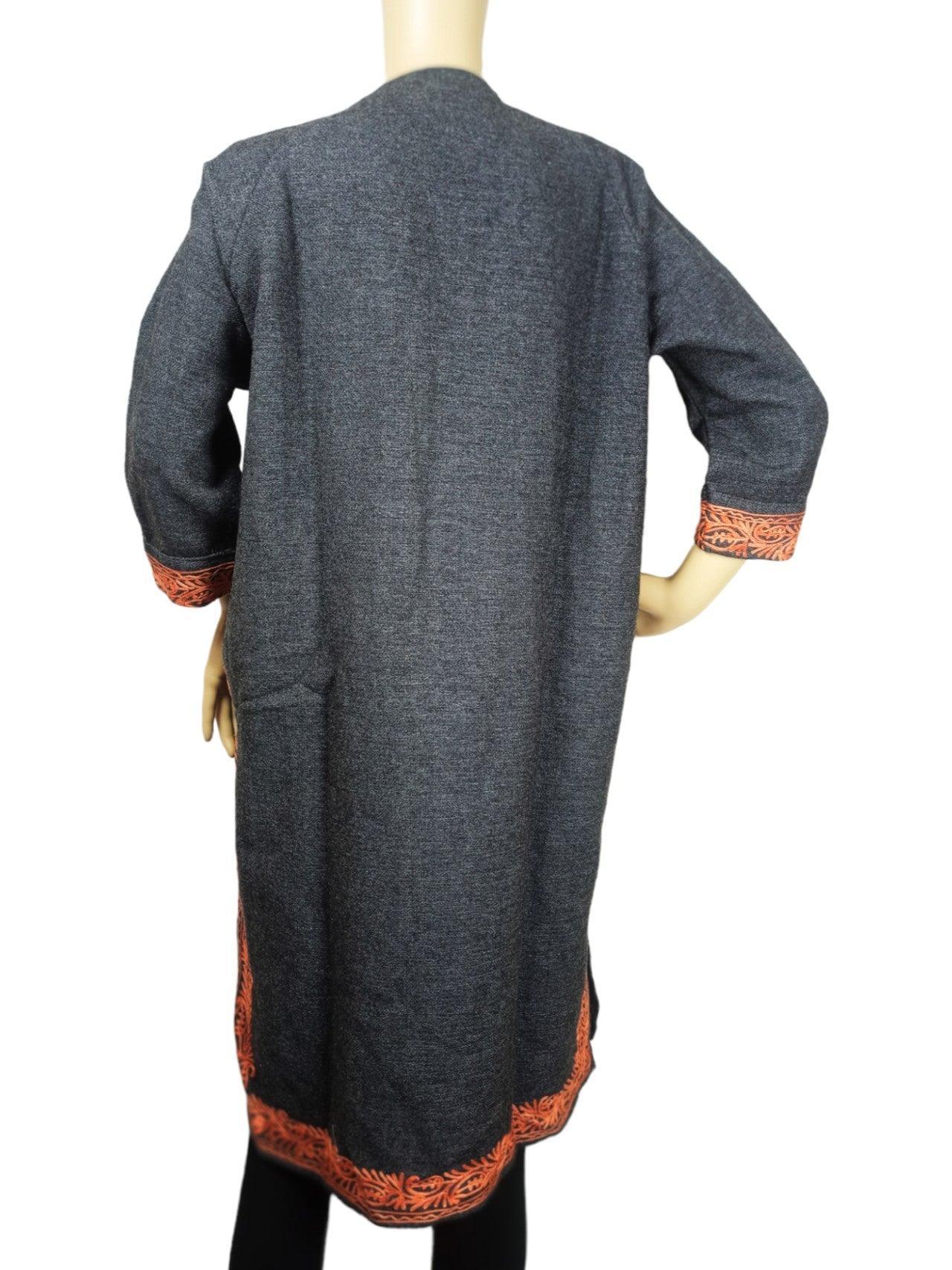 Kids Yak Wool Faran (Pheran) | S Dark Grey | V Neck - ZANSKAR ARTS