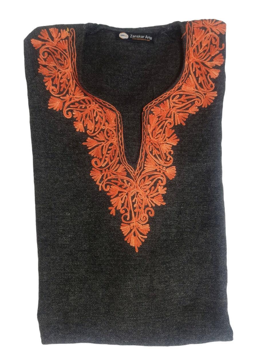 Kids Yak Wool Faran (Pheran) | S Dark Grey | V Neck - ZANSKAR ARTS