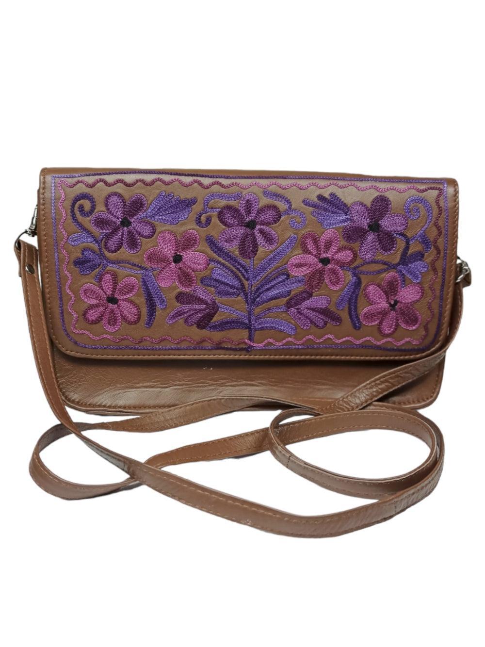 Leather Sling Bag | Aari Hand Clutch | 10" Big Clutch Leather - ZANSKAR ARTS