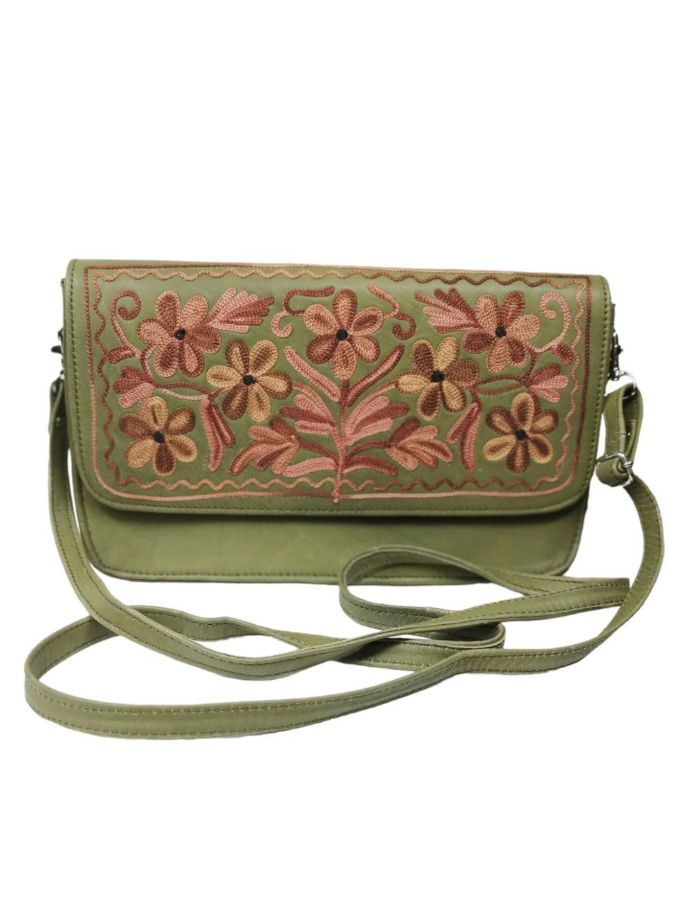 Leather Sling Bag | Aari Hand Clutch | 10" Big Clutch Leather - ZANSKAR ARTS
