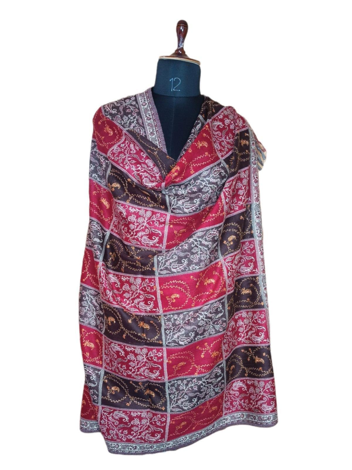 Needle Work Shawl | Woolen Shawl | Multicolor - ZANSKAR ARTS