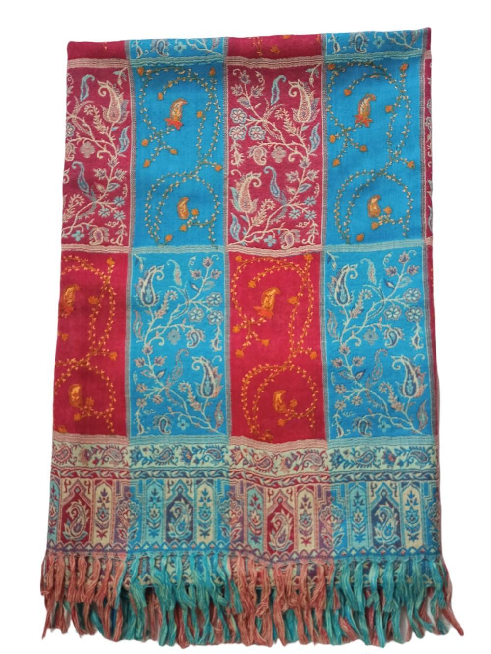 Needle Work Shawl | Woolen Shawl | Multicolor - ZANSKAR ARTS