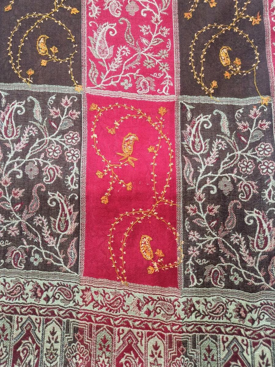 Needle Work Shawl | Woolen Shawl | Multicolor - ZANSKAR ARTS