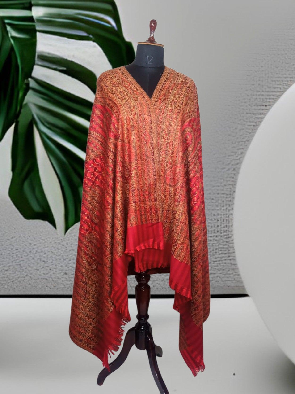 Needle Work Shawl | Woolen Shawl | Multicolour - ZANSKAR ARTS