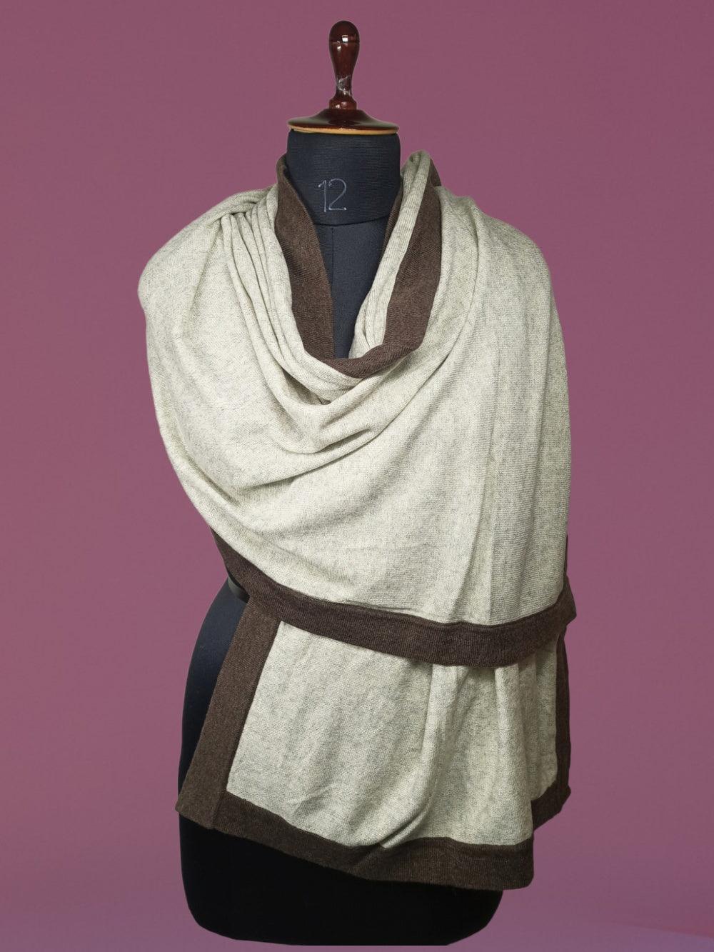 Pashmina Stole | Border Stole | Ladies Reversible Stole - ZANSKAR ARTS