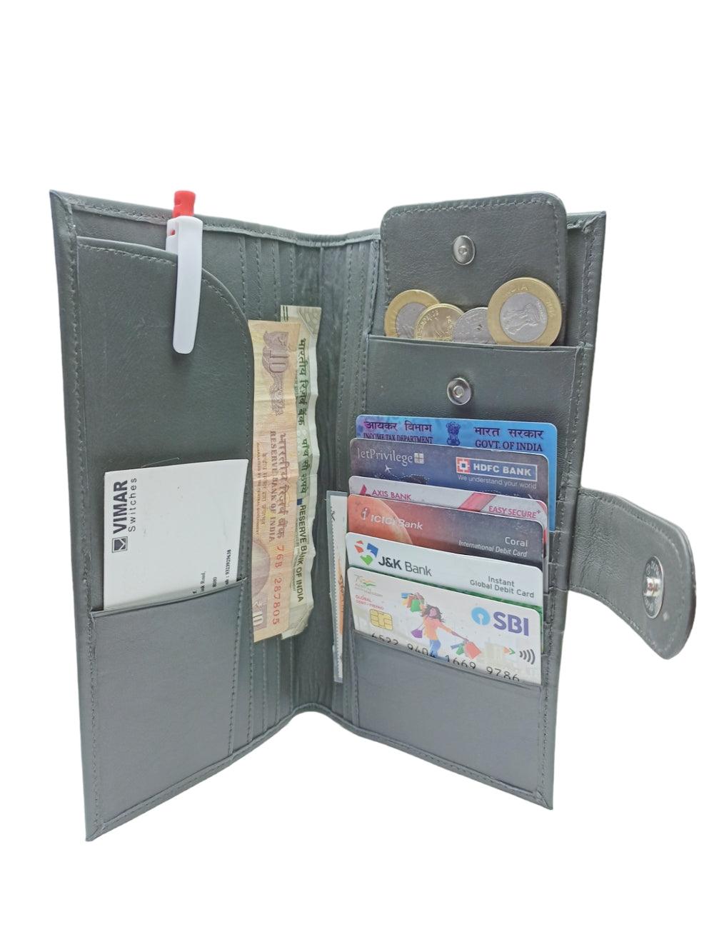 Passport Wallet Leather | Casual Grey Clutch | Regular Size - ZANSKAR ARTS