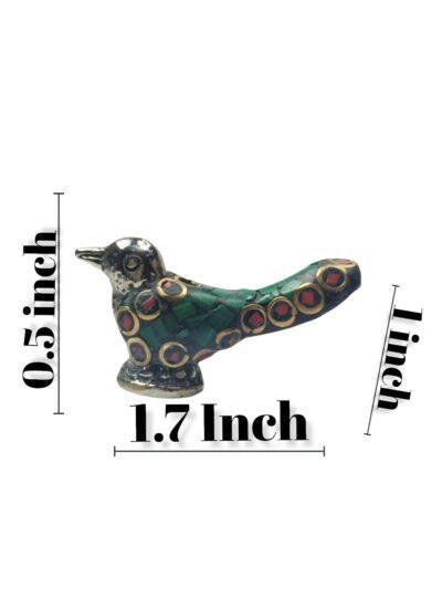 Small decorative pigeon incense holder with green and red stonework from Zanskar Arts