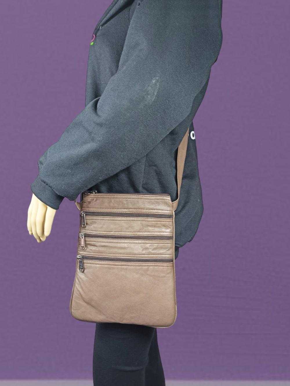 Plain Leather Sling Bag | Plain 5 Zipper | Sling Bag For Girls - ZANSKAR ARTS