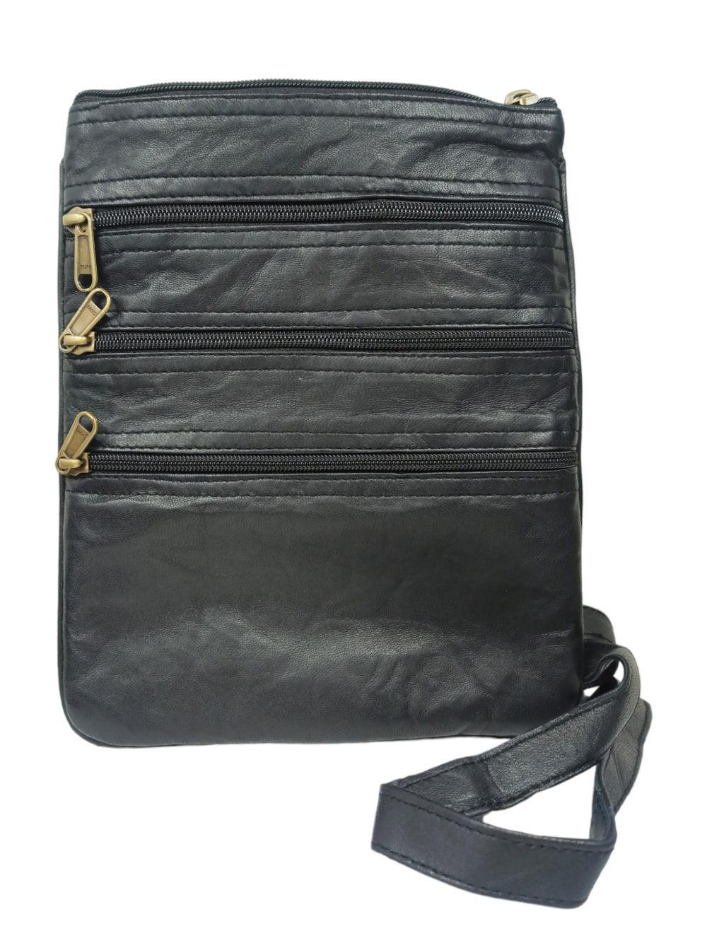Plain Leather Sling Bag | Plain 5 Zipper | Sling Bag For Girls - ZANSKAR ARTS
