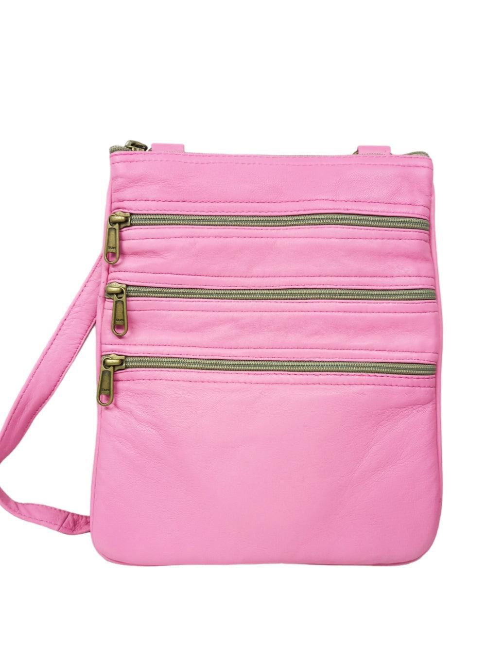 Plain Leather Sling Bag | Plain 5 Zipper | Sling Bag For Girls - ZANSKAR ARTS