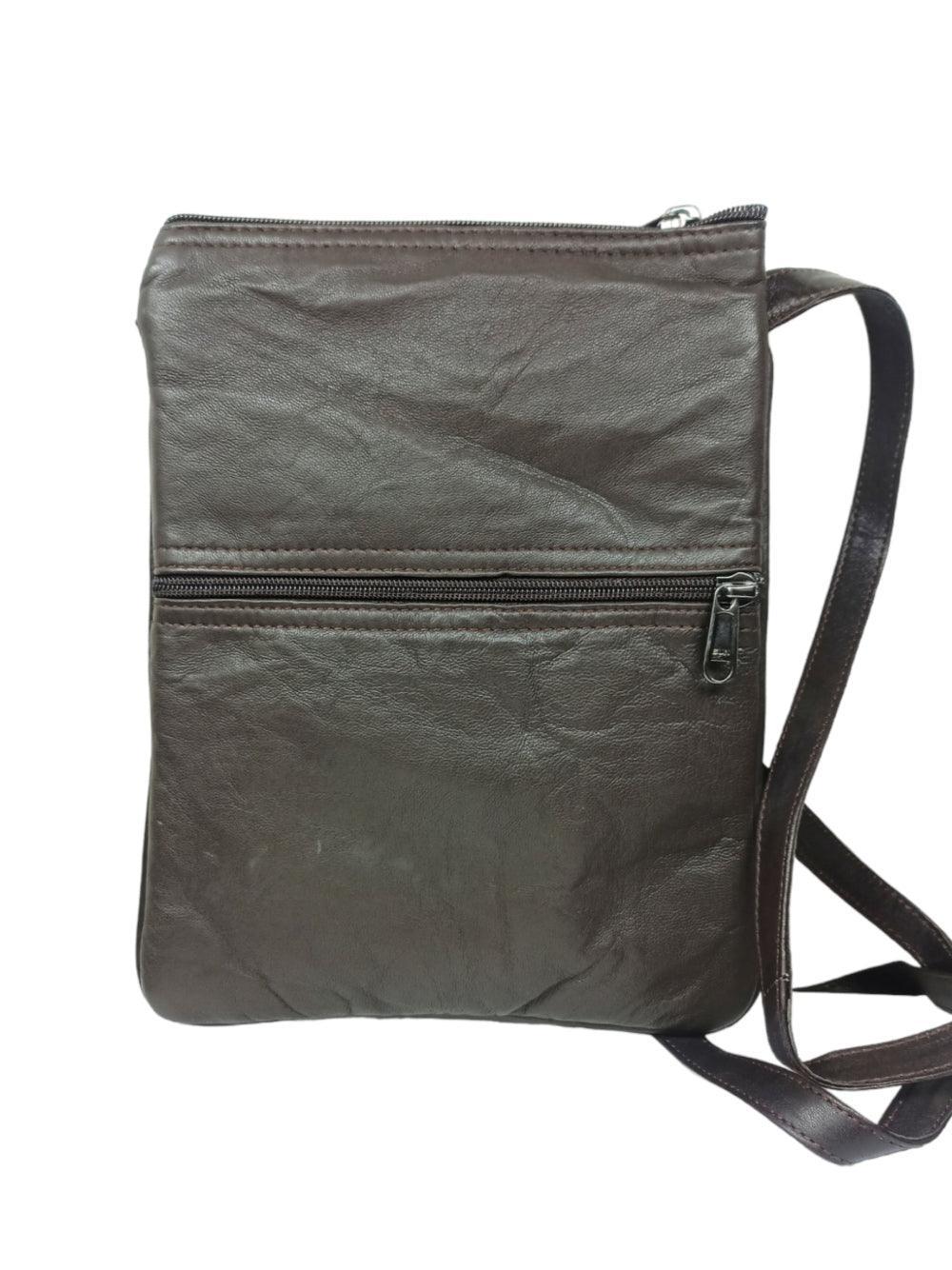 Plain Leather Sling Bag | Plain 5 Zipper | Sling Bag For Girls - ZANSKAR ARTS