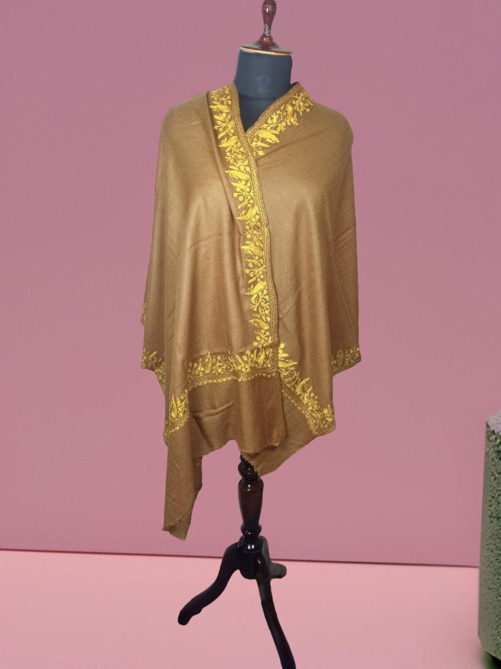 Tilla Border Stole | Zari Border | Metallic Gold Colour | Handwoven - ZANSKAR ARTS