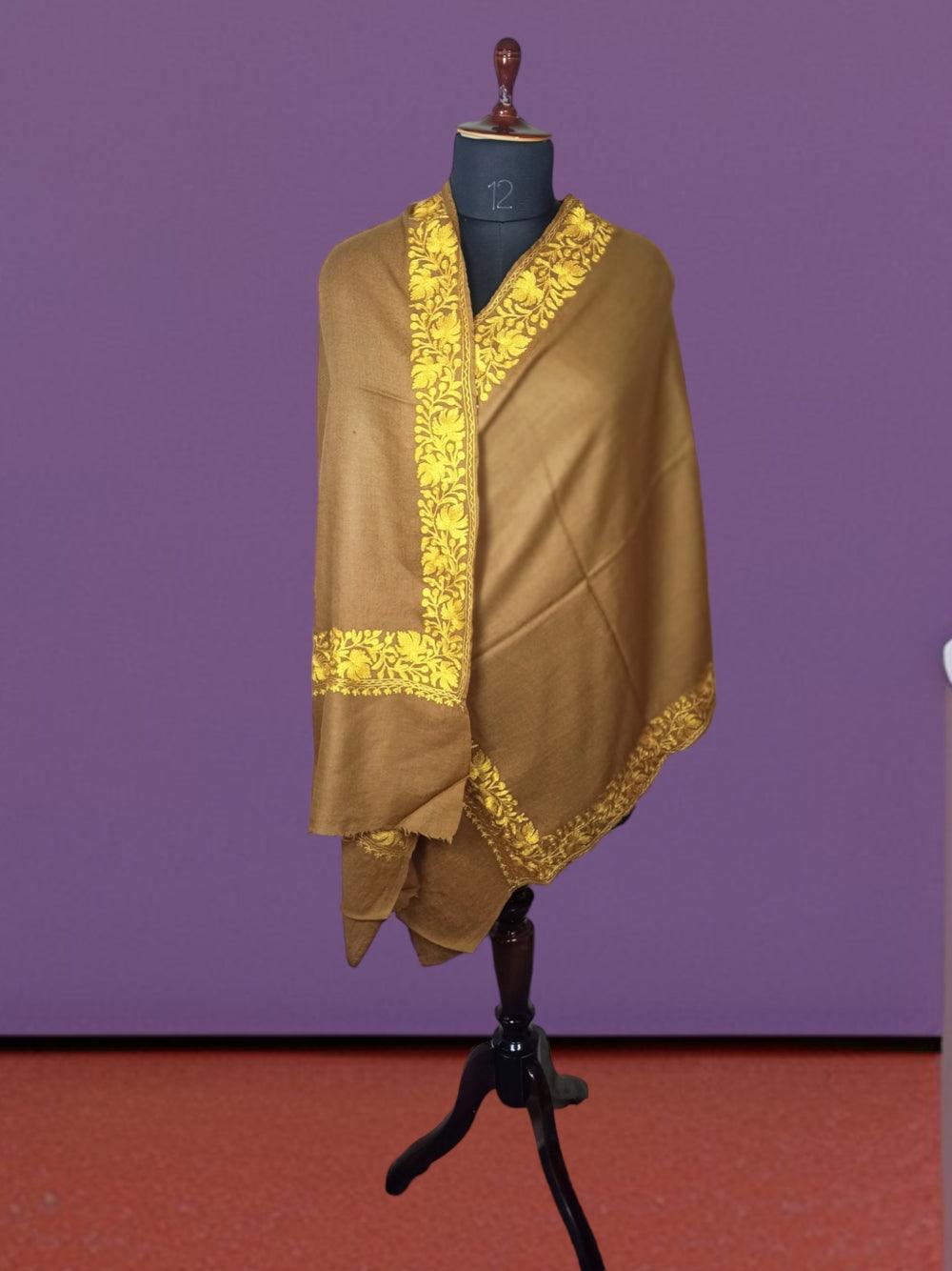 Tilla Border Stole | Zari Border | Metallic Gold Colour | Handwoven - ZANSKAR ARTS