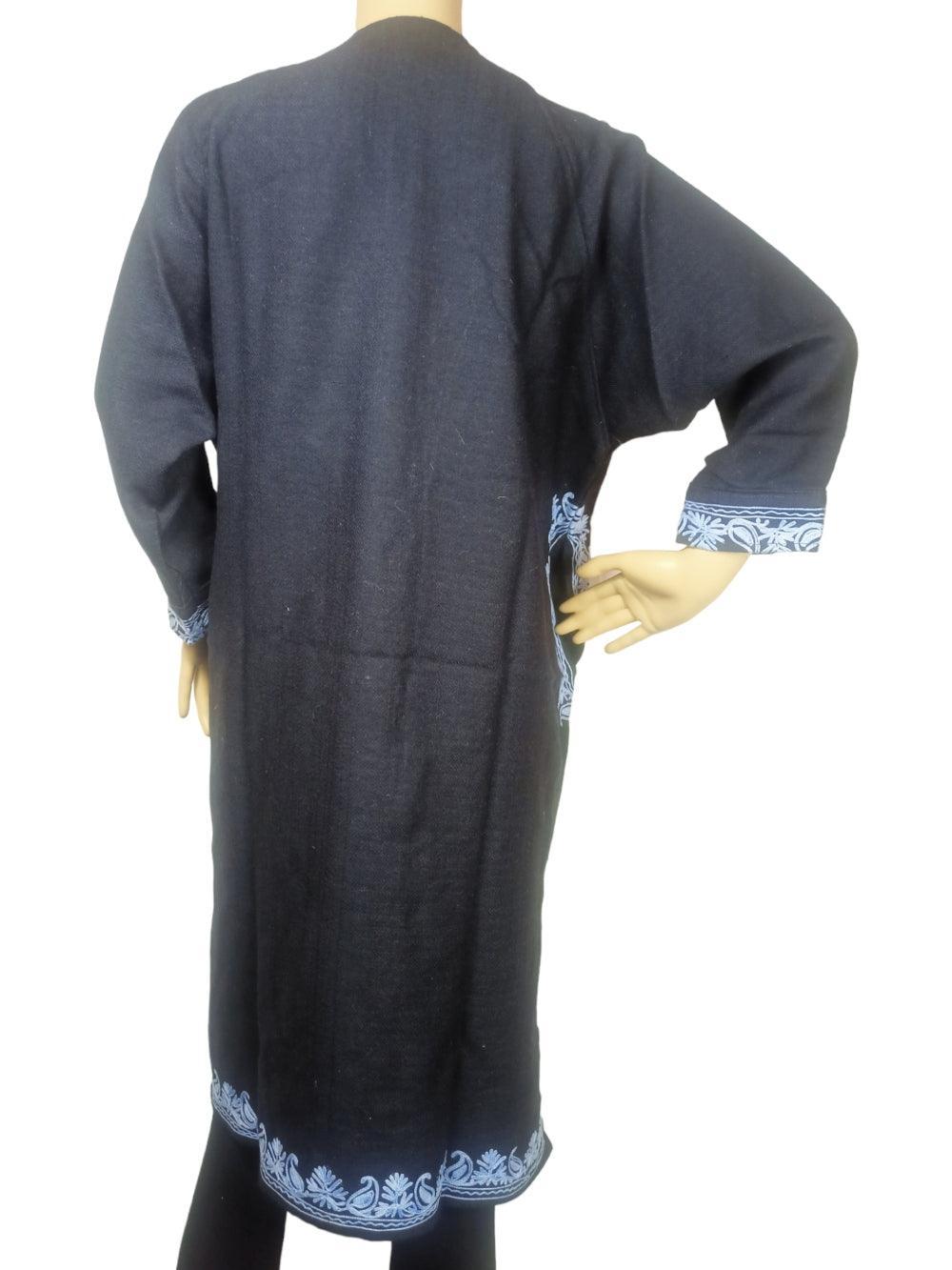 Women Yak Wool Faran | L Dark Black | V Neck - ZANSKAR ARTS