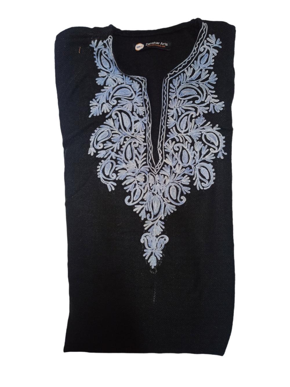 Women Yak Wool Faran | L Dark Black | V Neck - ZANSKAR ARTS