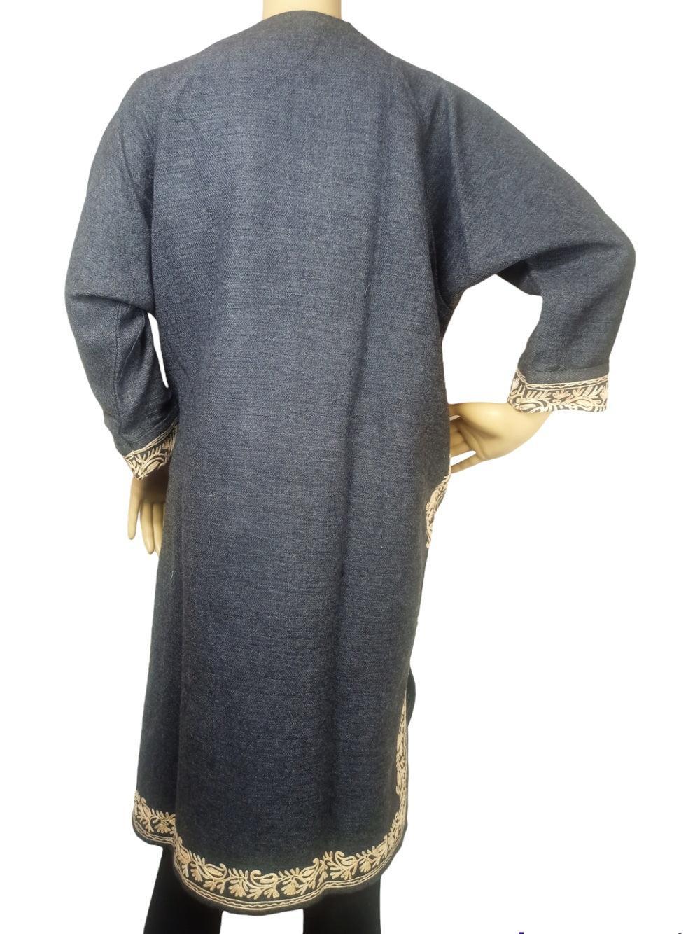 Women Yak Wool Faran | L Dark Grey | V Neck - ZANSKAR ARTS