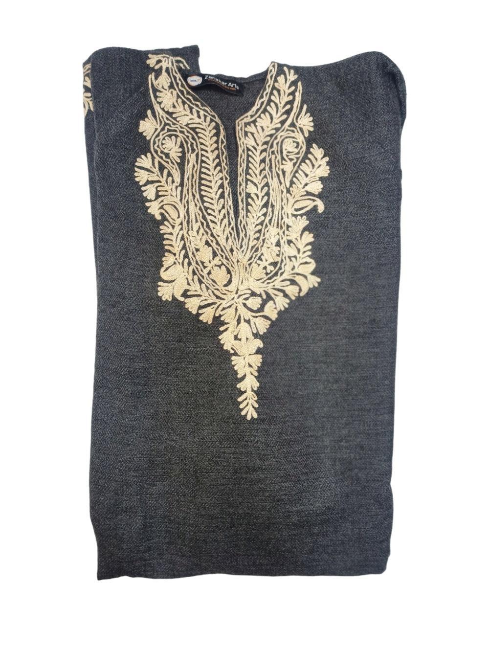Women Yak Wool Faran | L Dark Grey | V Neck - ZANSKAR ARTS