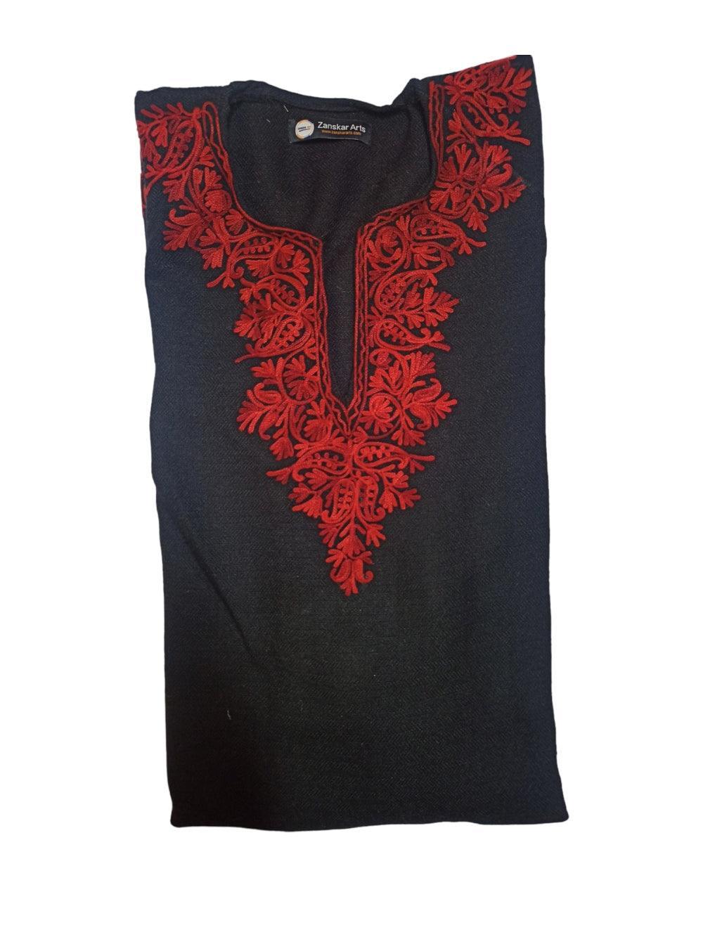 Women Yak Wool Faran | XL Black | V Neck - ZANSKAR ARTS