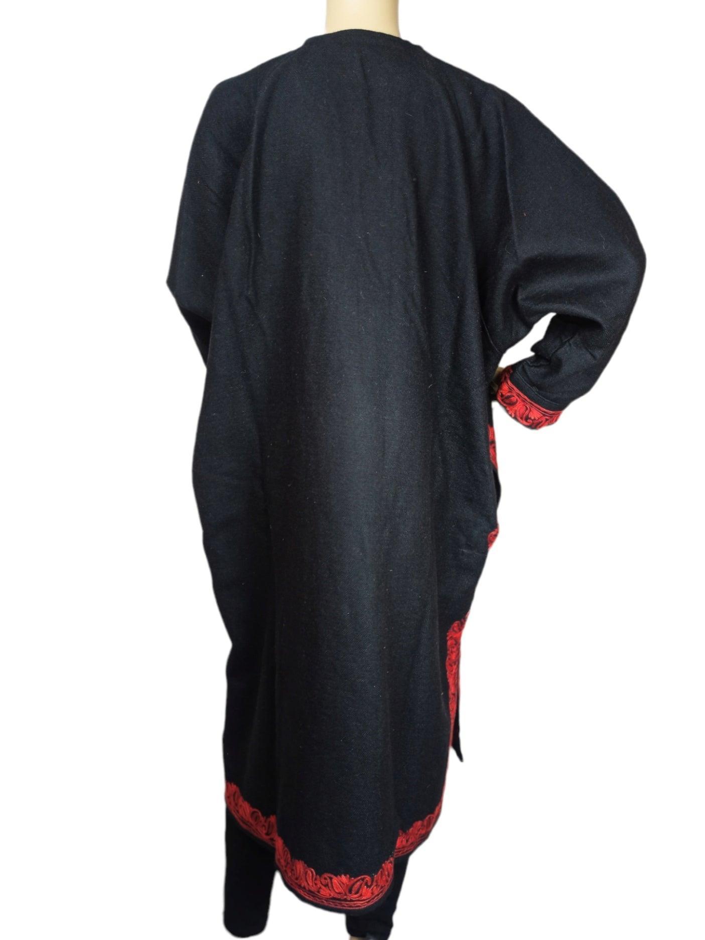 Women Yak Wool Faran | XXL Black | V Neck - ZANSKAR ARTS