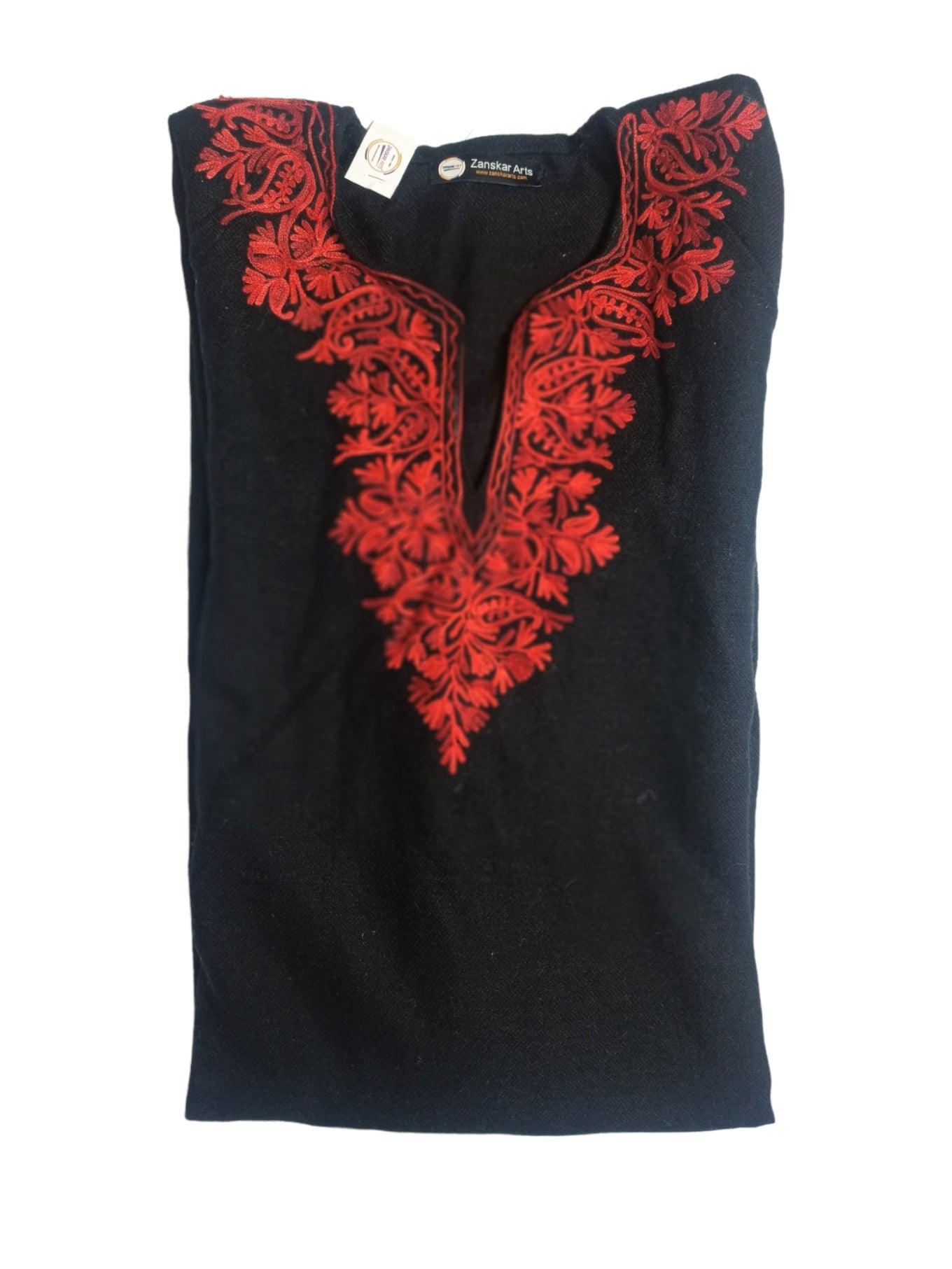 Women Yak Wool Faran | XXL Black | V Neck - ZANSKAR ARTS