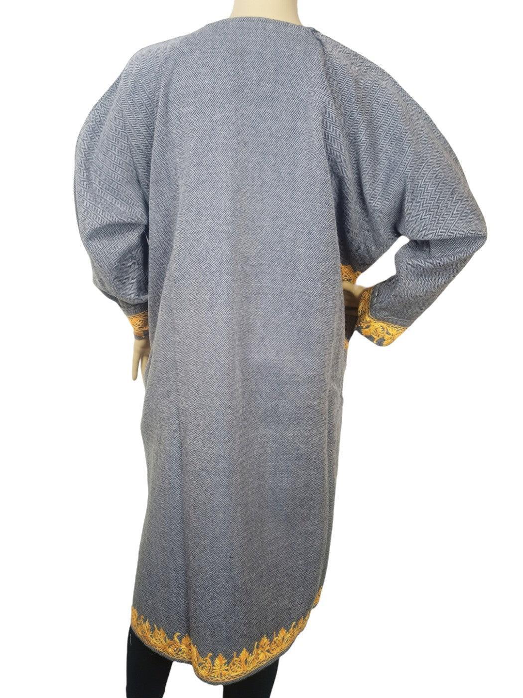 Women Yak Wool Faran | XXL Light Grey | V Neck - ZANSKAR ARTS