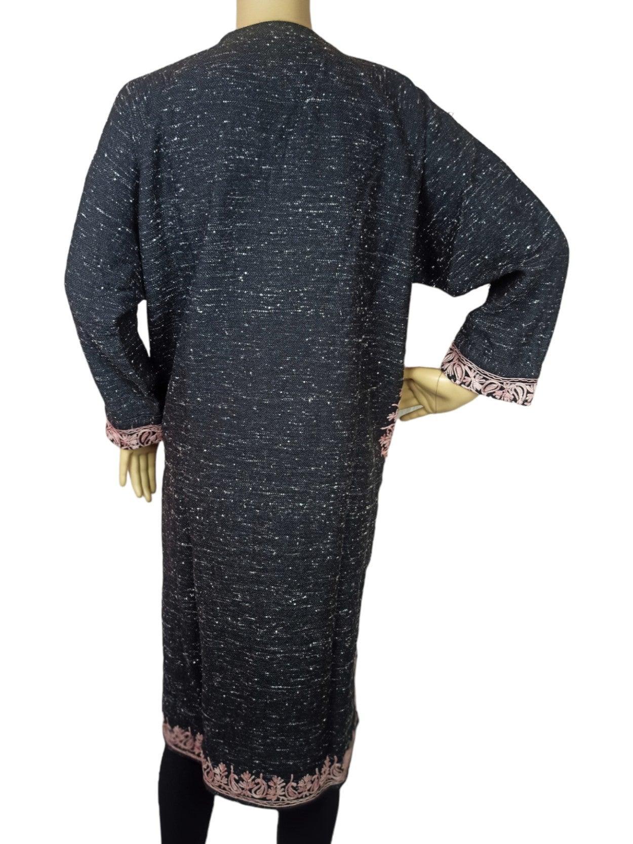 Women Yak Wool Faran | XXL Natural Black | V Neck - ZANSKAR ARTS