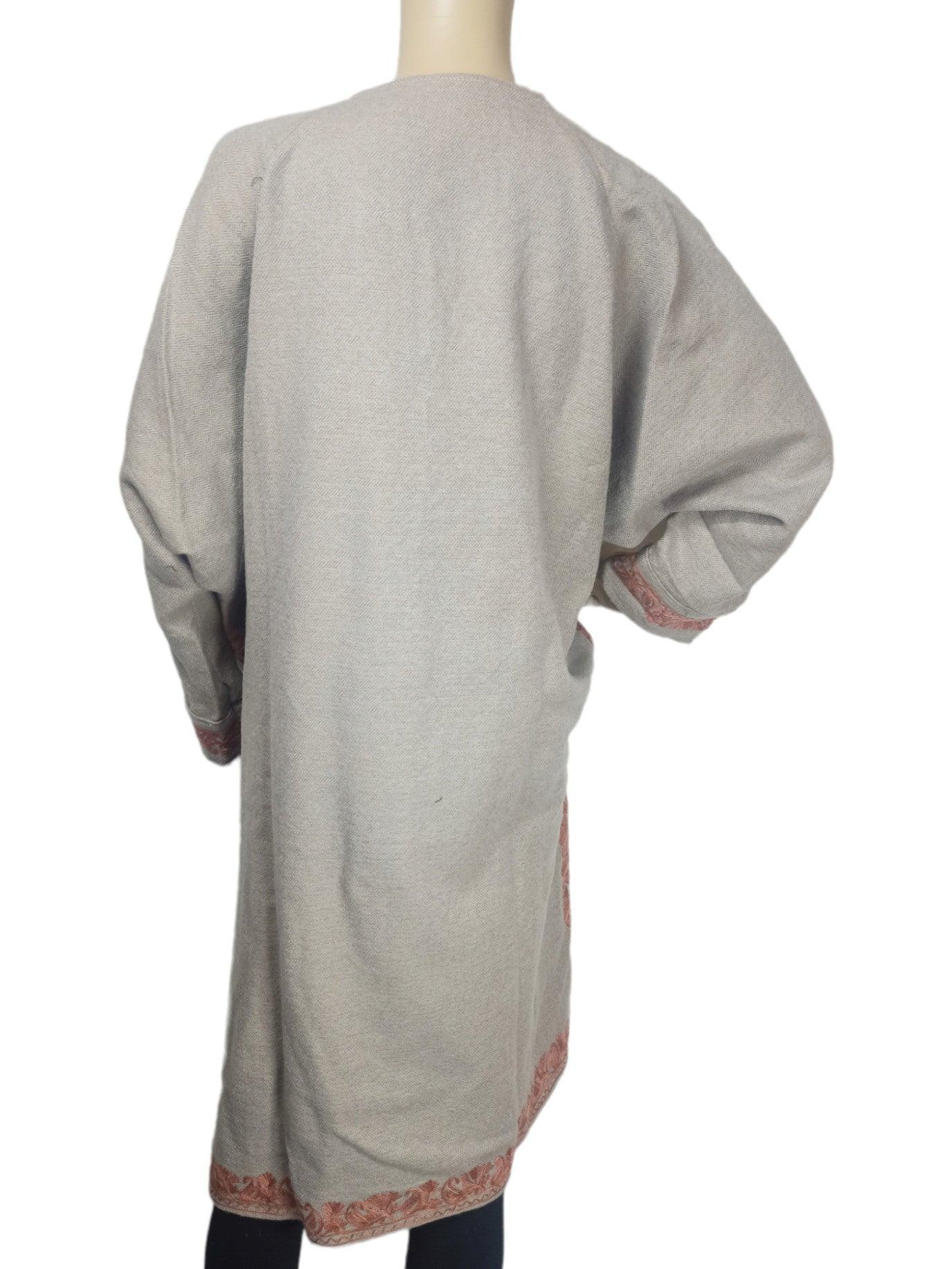 Women Yak Wool Faran (Pheran) | XXL Cream | V Neck - ZANSKAR ARTS