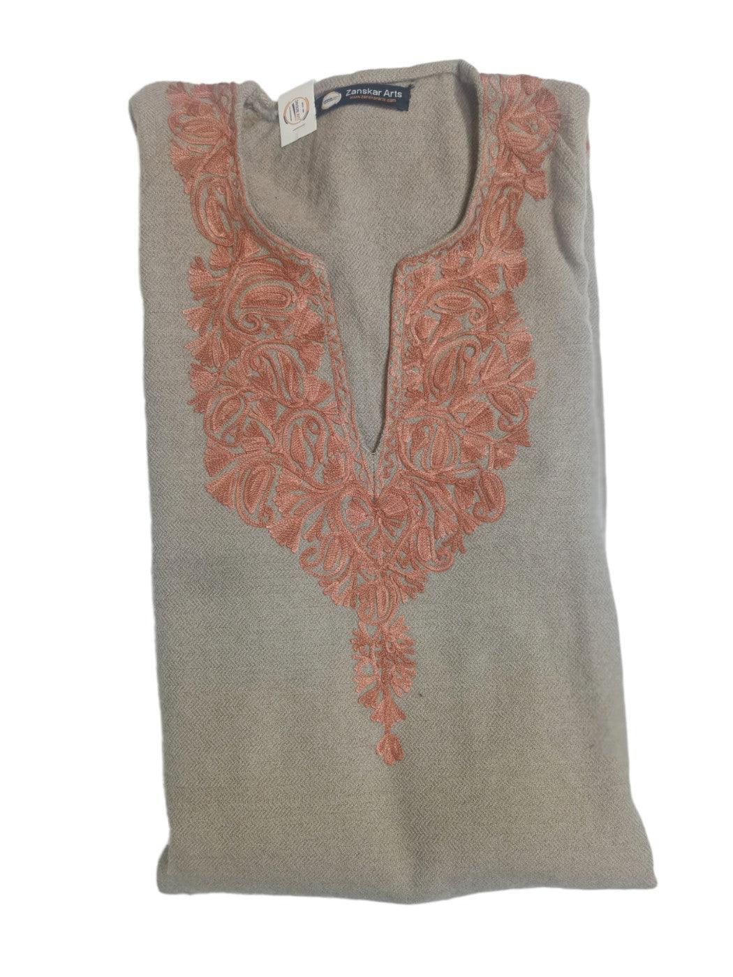 Women Yak Wool Faran (Pheran) | XXL Cream | V Neck - ZANSKAR ARTS