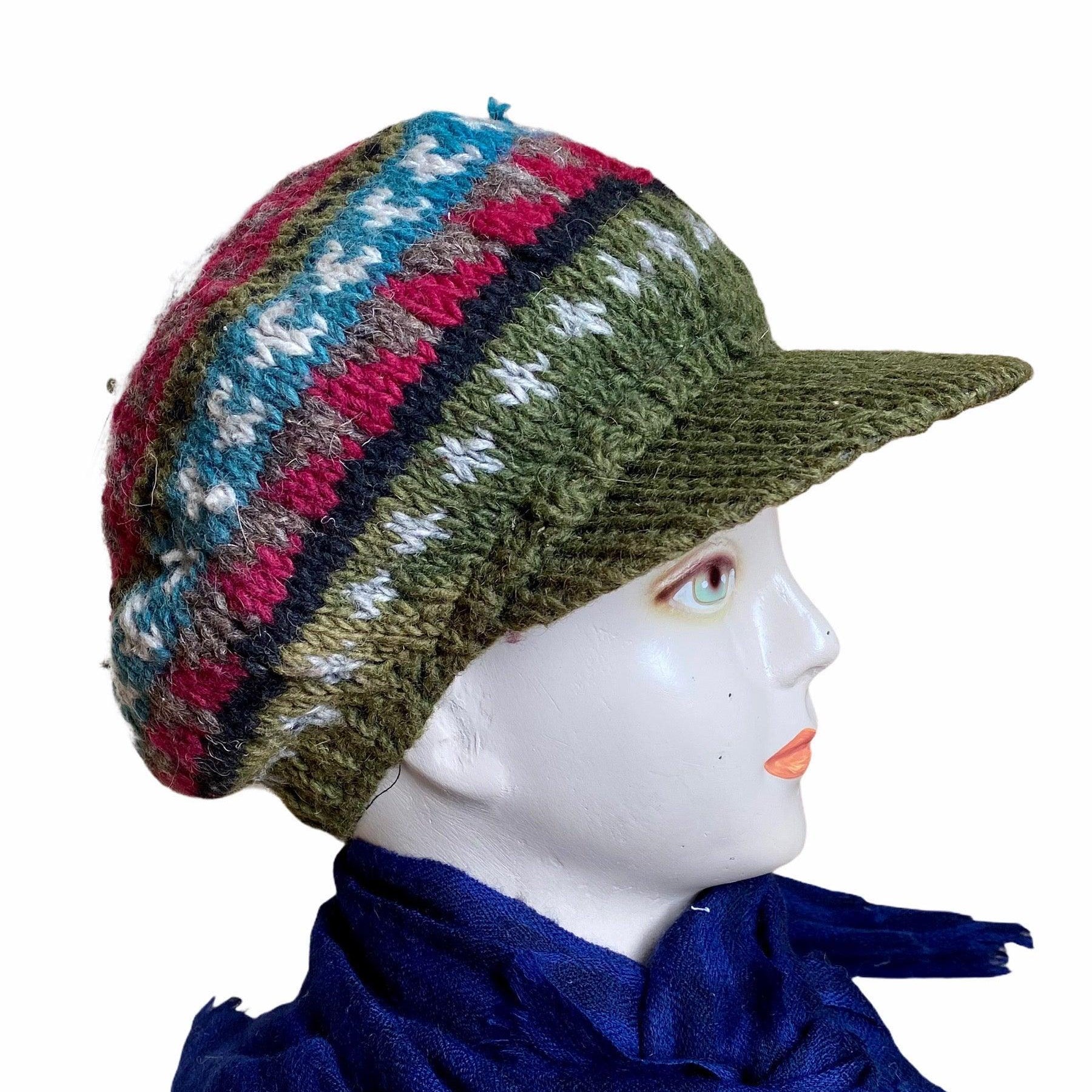 Woolen Sun Shade Cap | Handwoven | Fleece inside - ZANSKAR ARTS